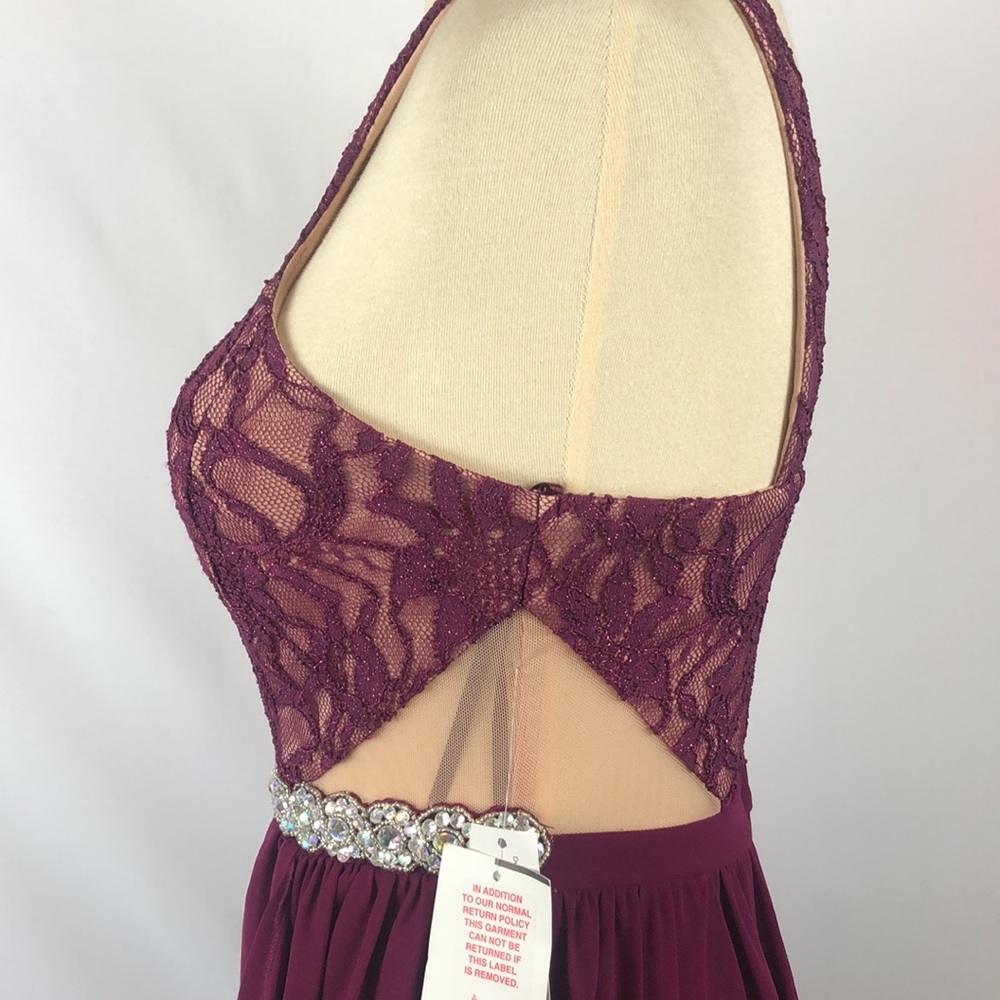 Jodi Kristopher Magenta Lace Jeweled Party Dress - Size 5 Juniors NWT - Picture 5 of 16